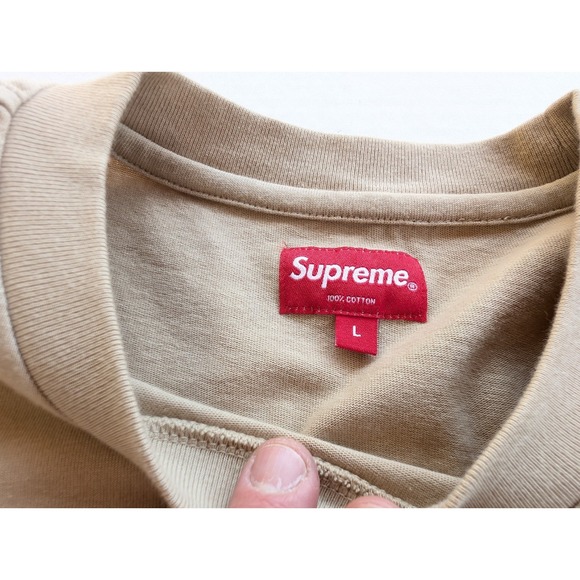 Supreme Shirt Mens Large Old English Script Studded Embellished Rhinestone Tan - Picture 5 of 10